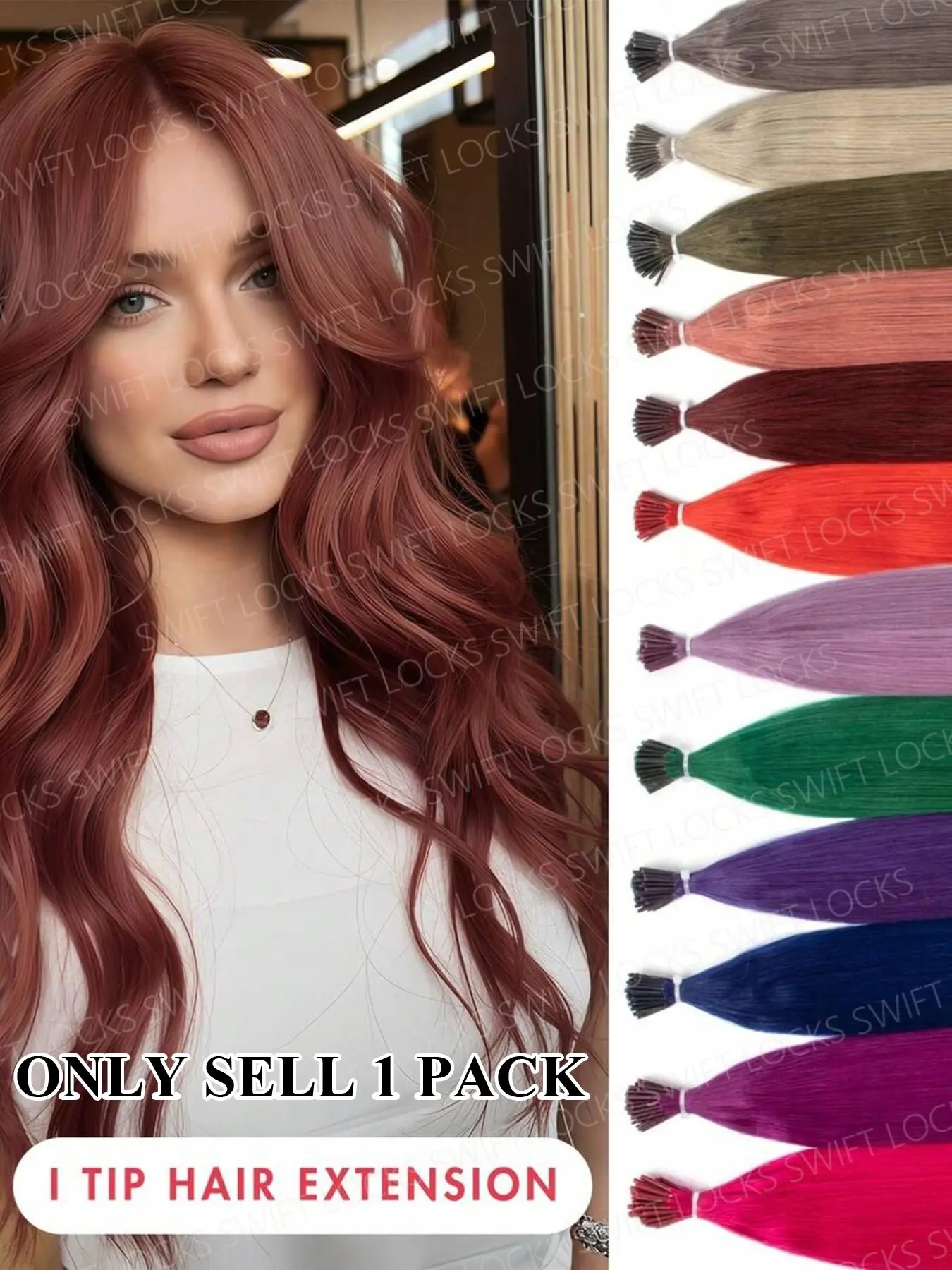50pcs Colorful I Tip Hair Extensions 12-20 Inches, Real Hair Extensions 100% Human Hair Cold Micro Ring Human Hair Extension, Professional Salon Highlights Seamless Hair Extensions, Realistic Hairpieces