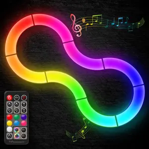 Arc Light - Dream Color Arc Shaped LED Light with RF Remote - Music Sync Color Changing Glide Lights - RGB Glide Lights for Bedroom, Gaming Room - Cool Arc Light Panels