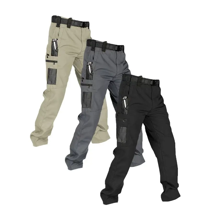 HOMUG Men's Solid Color Waterproof Tactical Work Pants - 3-Piece Set, Belt-Free, Multi-Pocket, Durable Outdoor Hiking & Casual Pants (Regular Fit)，hiking pants、trekking pants、hiking trousers、trail pants、outdoor hiking pants、technical hiking pants