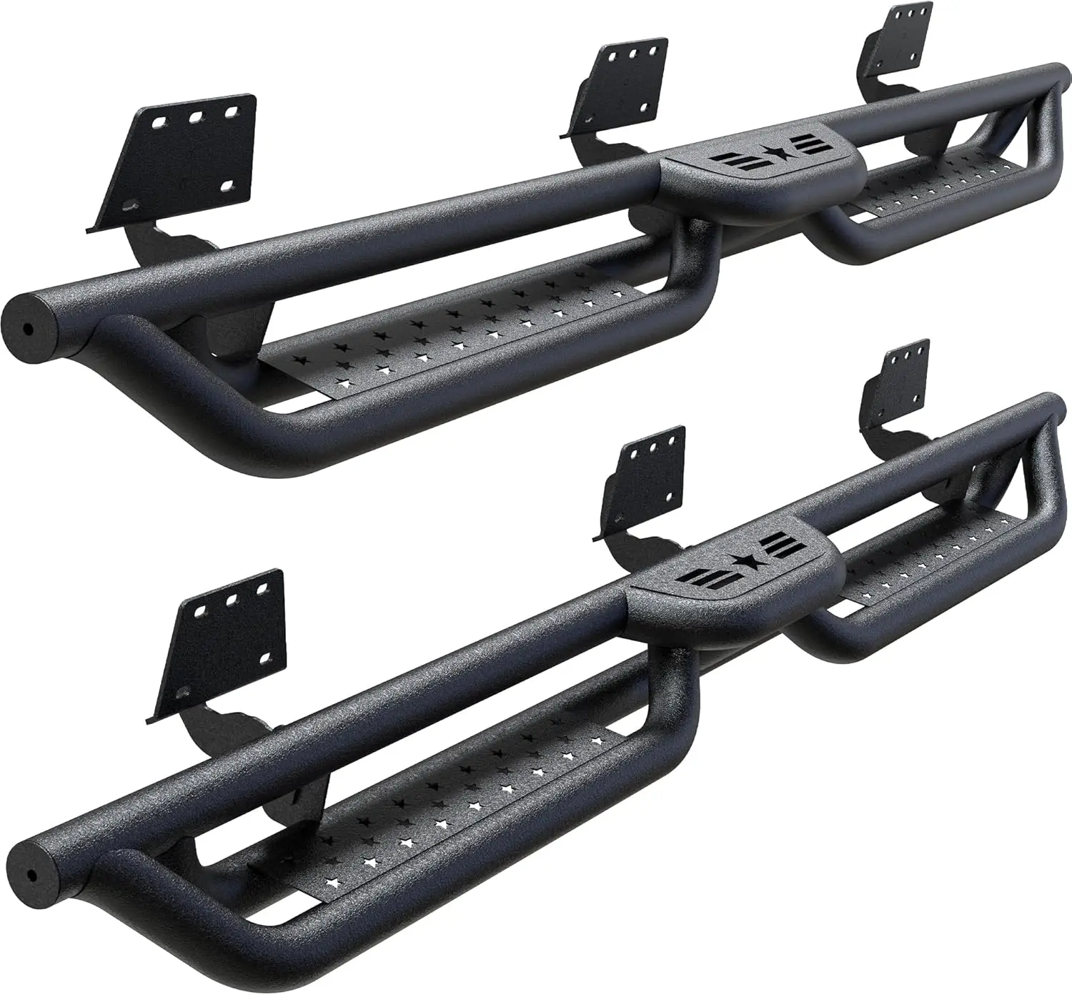 Dodge Ram 2019-2025 1500 New Body Style Crew Cab 4 Full Size Doors, 6" 2-Stairs Side Step Rails Coated Black Carbon Steel Nerf Bars ,Vehicle Accessories Automotive，Cars accessories