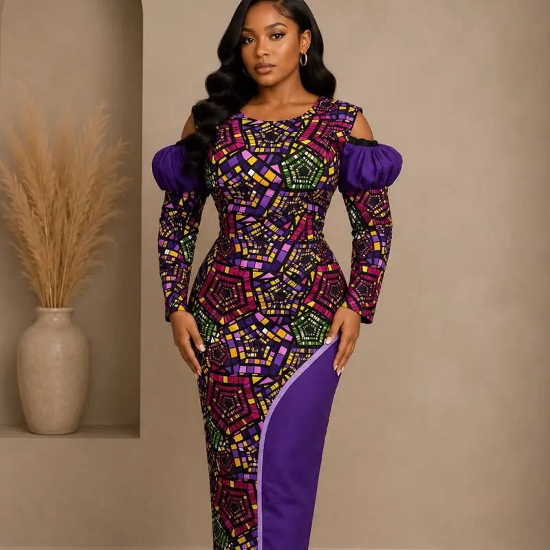 Women's Ankara Ethnic Formal Dress - Elegant, Stylish Casual-Style Versatile Wear for Special Occasions, Simple Design