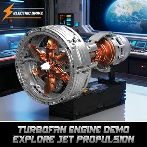 DIY Turbofan Engine Building Kit Mechanical Construction with Magnetic Blocks Precision-Crafted Aesthetic Desktop Decoration for Enthusiasts(Building block style, requires assembly)