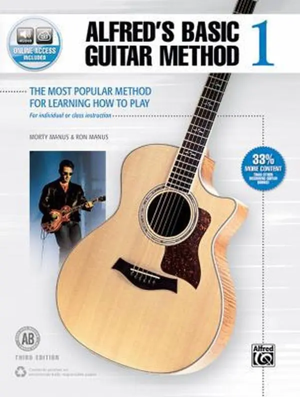 USED Book - Alfred's Basic Guitar Method, Bk 1: The Most Popular Method for Learning How to Play, Book & Online Audio by Manus, Morty (Paperback) - english