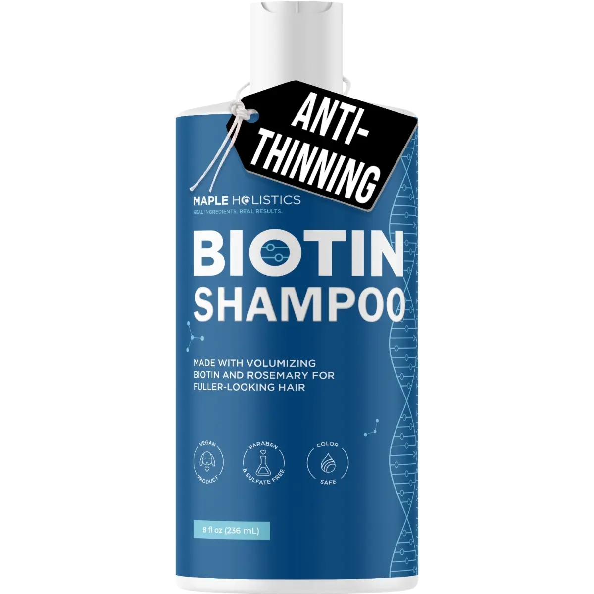Maple Holistics Biotin Shampoo for Thinning Hair - Volumizing Keratin & Argan Oil Hair Care for Fine Hair - Scalp Invigorating Sulfate Free Cleanser for Thicker Looking Hair - Nourishing Olive Oil & Essential Oils Botanical Formula for Fuller Hair Glow