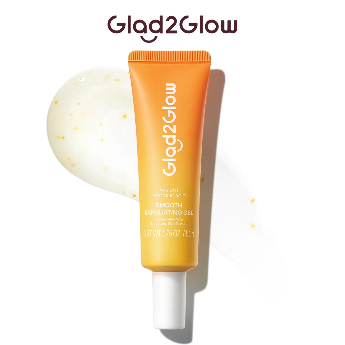 Glad2Glow Apricot Glycolic Acid Exfo Smooth Peeling Gel | Dual-Action Physical & Chemical Exfoliant for Glowing Complexion, Soft Skin, Skin Transformation, Plant Based