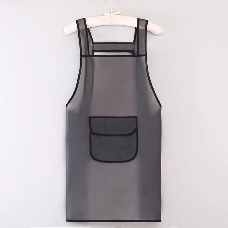 Clear TPU Apron, Waterproof & Oil-proof Apron with Pocket, Kitchen Cooking & Cleaning Apron, Cooking Apron for Home Kitchen