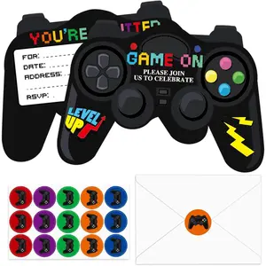 90 Pcs Video Game Birthday Party Invitations Cards with Envelopes Video Game Party Supplies Fill In Birthday Invite Cards Stickers for Kids Boys Girls Lovers Decorations Favor