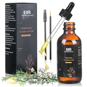 BuyBrilliance Rosemary Oil & Coconut Oil 2.Oz Hair growth rosemary essential oil for Damaged Hair Reduce Hair Loss Dry Scalp & Skin Care Rosemary hair oil Serum for Eyebrow Eyelash rapid growth