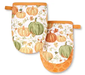 MARTHA STEWART Autumn Pumpkins Mini Oven Mitt 2-Pack Set