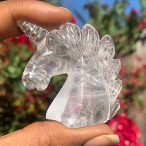 Natural Clear Crystal Unicorn Carving
