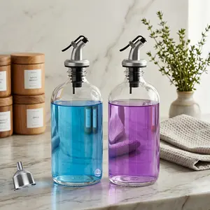 2pcs Mouthwash Dispenser for Bathroom, 16oz Refillable Mouthwash Container Clear Mouthwash Bottle with Pour Spout,Funnel, Bathroom Accessory