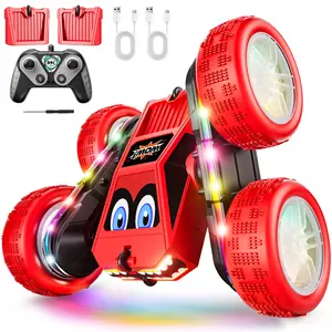 Remote Control Car 360° Flips Rotating RC Stunt Car with LED Lights Strips 2.4 GHZ Double Sided All Terrain RC Crawler Toys Gifts for Birthday Halloween Christmas for Kids 3+