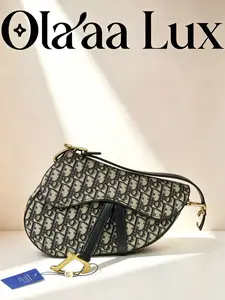 Pre-owned Dior Iconic Oblique Monogram Vintage Saddle Shoulder Bag with long strap