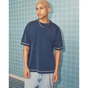 Hollister Boxy Heavyweight Cotton Contrast Stitch Crew T-Shirt