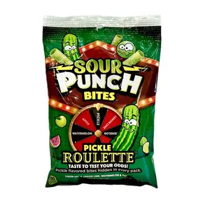 Sour Punch Bites Pickle Roulette Game Candy Challenge Sweet Snack Pickle Flavor Bonbon Candies Tangy Chewy fruity candy Party sour pickle balls