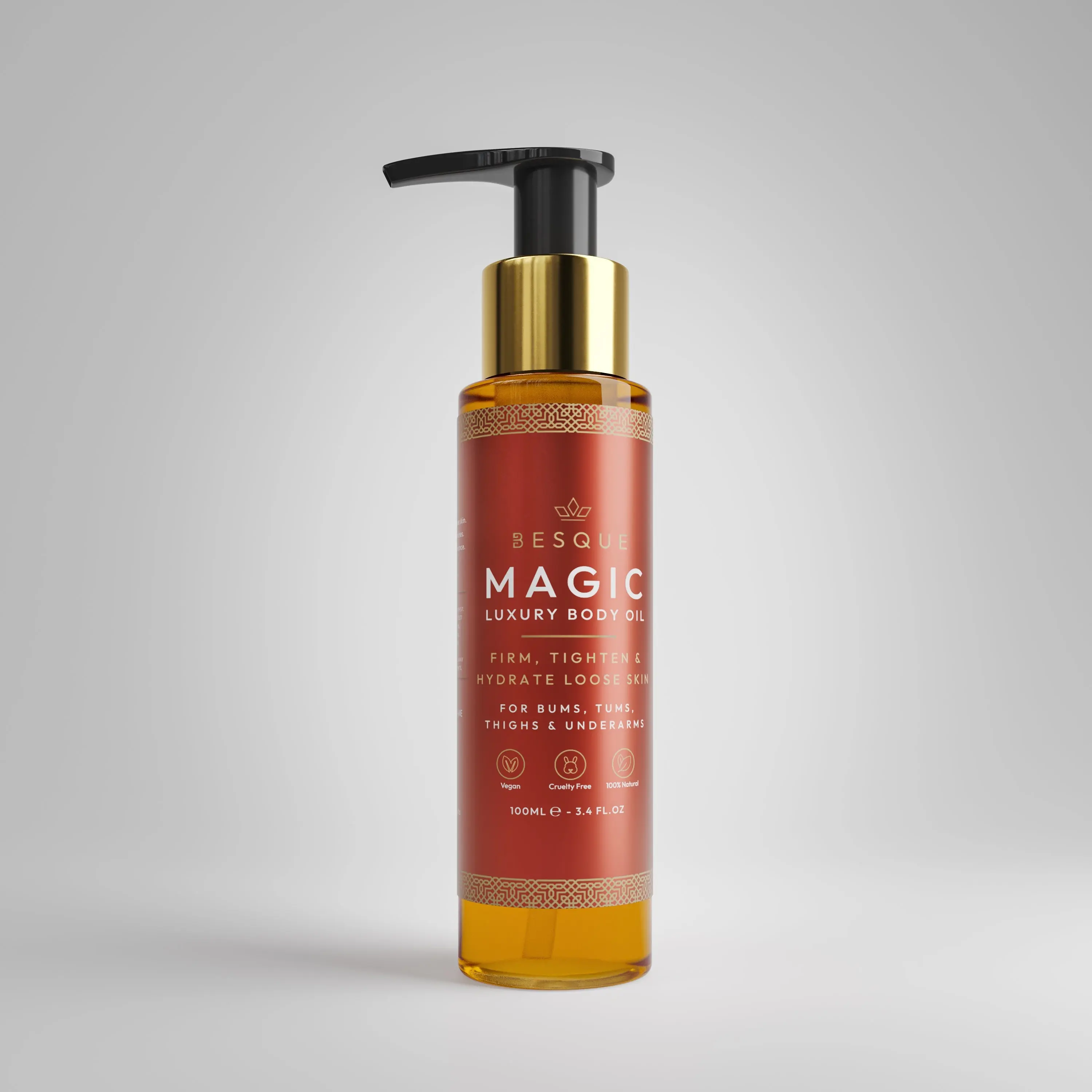Besque Magic Body Oil, Luxury Nourishing & Firming Moisturizer with Rosehip and Lavender for Radiant Skin - 100ml, Cosmetic, Hydrating