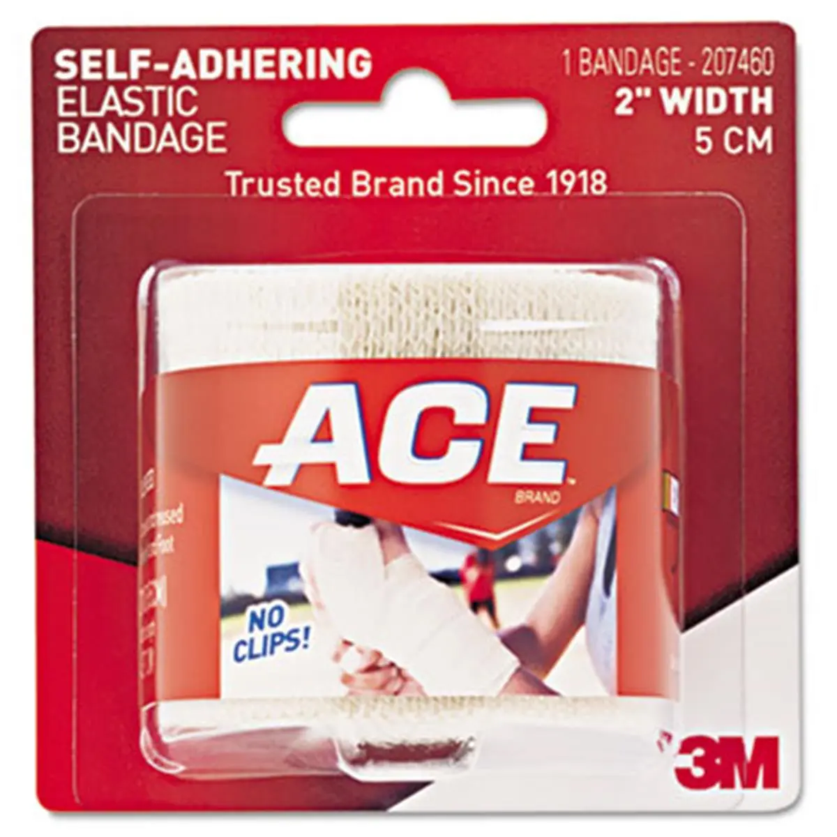 ACE Elastic Compression Wrap, 2 in. Width - Self-Adhesive & Reusable Bandage with Firm Support for Sprains, No Slips, Retains Elasticity
