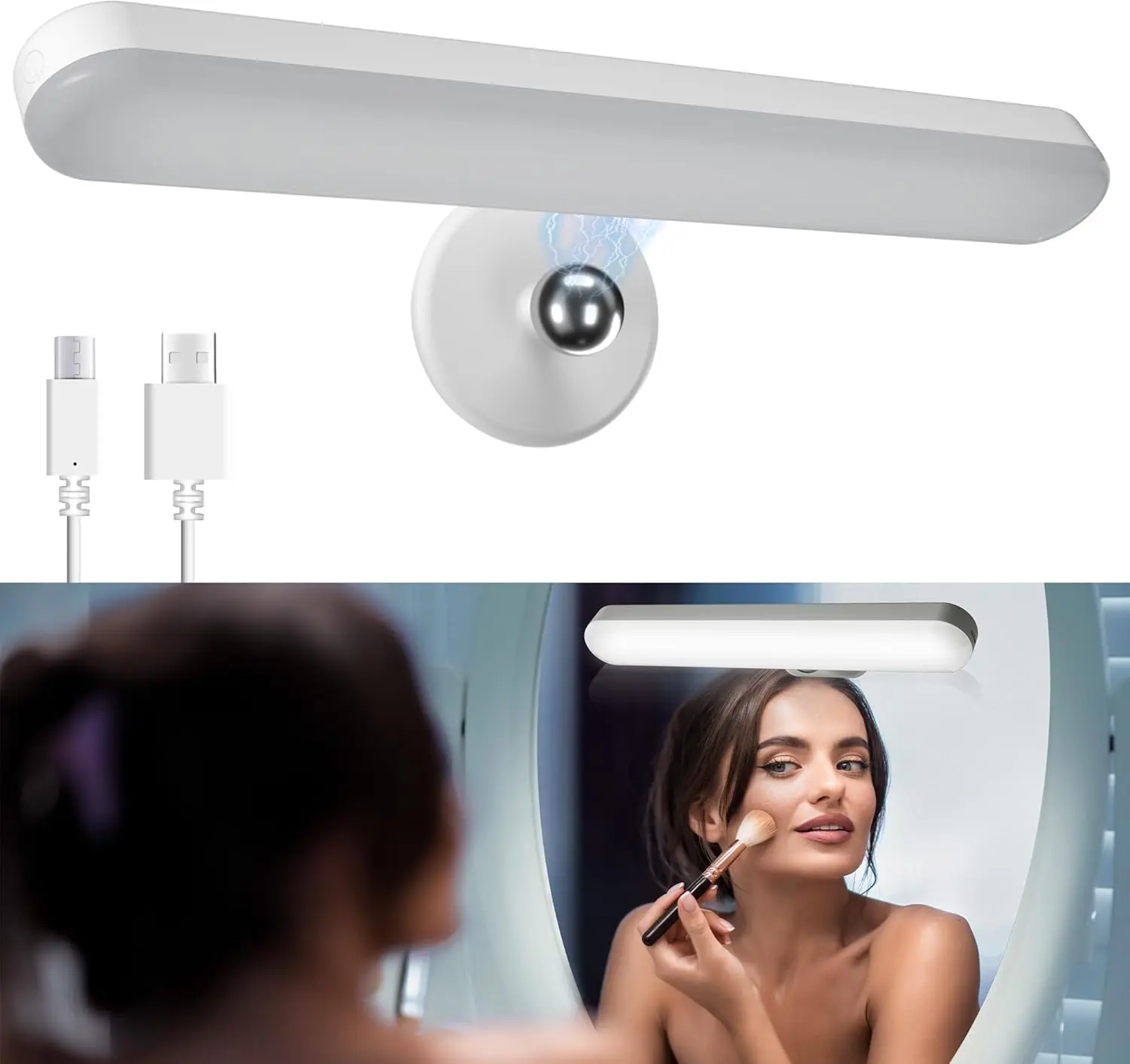 Wireless Vanity Lights for Mirror, Rechargeable Battery Operated Stick on Lamp, Adjustable Color Brightness & Angle Makeup Light, Cordless Magnetic LED Bar Renter Friendly Lighting Decor Gift, Vanity Aesthetic, Custom Illuminated Vanity Setup