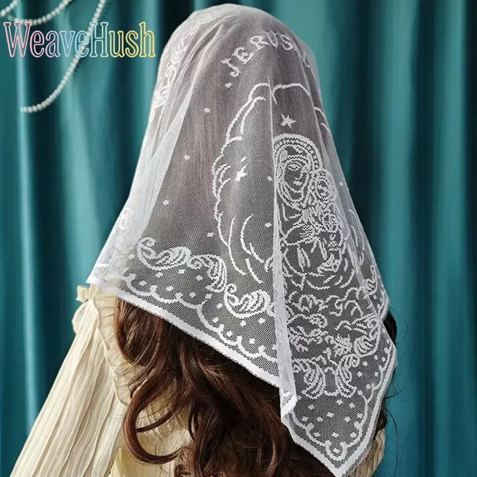 Women's Cross Pattern Triangle Virgin Headscarf - Soft Fabric Sports & Outdoor Accessory, Modest Religious Prayer Wear, Elegant Solid Color Hair Cover Head Wrap