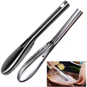 2 count Stainless Steel Fish Scaler Utensils, Fish Scaler Remover for Quick & Easy Fish Scaling Cleaning, Fish Descaler Tool Fish Scraper Peeler Scraping, Reliable Fish Scraper Fish Cleaner Tool for Fish Scaling Cleaning