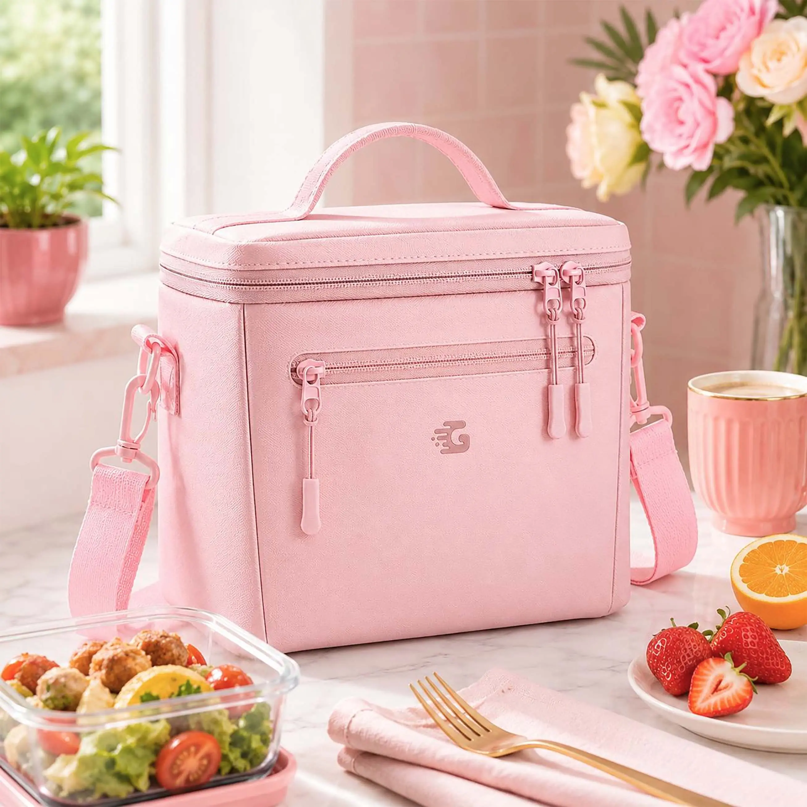 GLORIEROO Women's Cute Insulated Lunch Bag - 8L Large Spillproof Waterproof Cooler Tote, Reusable Wipe-Clean Minimalist Lunch Box Bag with Adjustable Strap for Work, Picnic, Summer Essentials, Cute Lunch Bags, Minimalist Lunch Bags