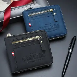 Men's Business Fashion Zipper Short Wallet, Multi Card SlotCard Holder, Multifunctional PU Leather Wallet, CasualTrendy Versatile High-quality Daily Wallet for Men, CreditCard Holder, Stylish Wallet