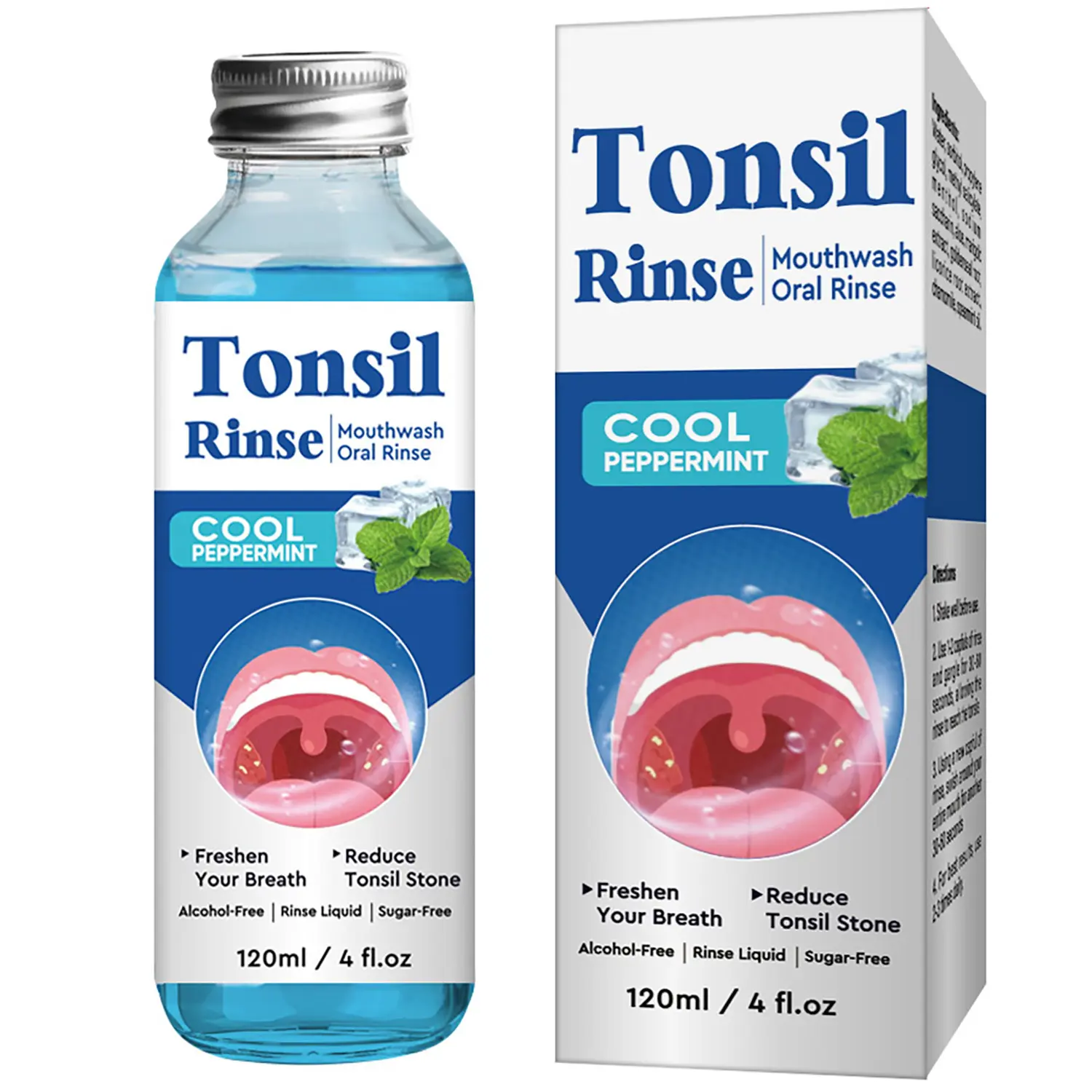 Tonsil Stone Remover Mouthwash, Oral Freshening Rinse for Bad Breath & Dry Mouth Relief, Natural Cool Mint Flavor for Daily Care - 4 Fl Oz, Oral Rinse Liquid, Natural Mouthwash, Bad Breath Oral Freshening Mouthwash