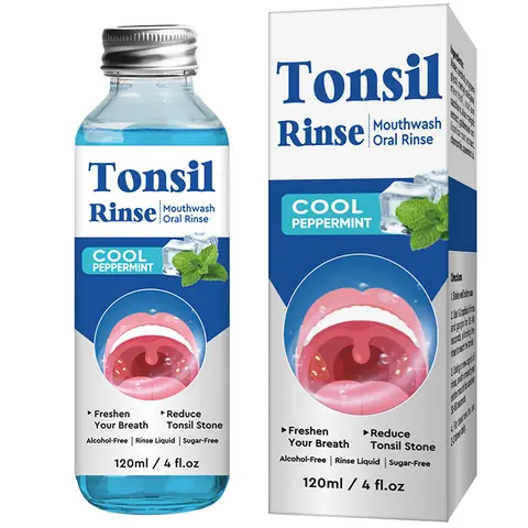 Tonsil Stone Removal Mouthwash, Natural Blend Oral Cleanser - 4 Fl Oz Fresh Breath Rinse for Bad Breath & Dry Mouth Products, Cool Mint Daily Care Oral Rinse Liquid, All Skin Types