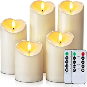 6"x3" Outdoor Waterproof Flameless Candles, LED Candles, Battery Operated Candles with Remote and Timers, Electric Fake Plastic Pillar Candle