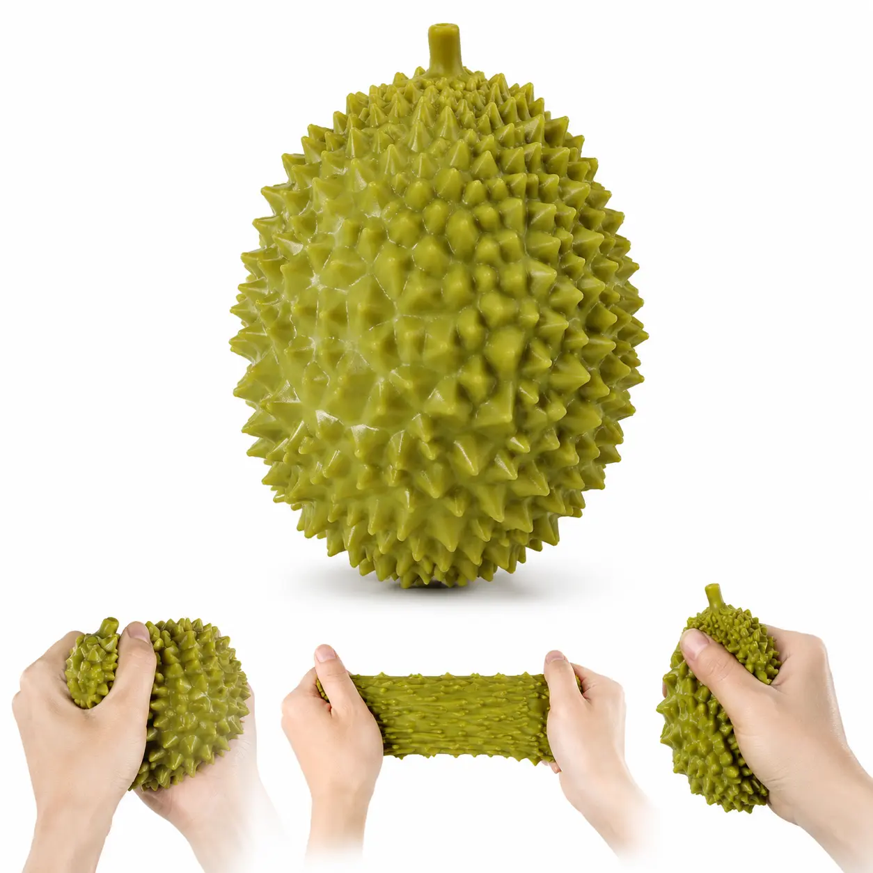Durian Squishies Stress Ball - Spiky Fruit ASMR Crunchy Squeeze Fidget Toy, Soft Sensory Toy for Teens & Adults