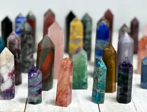 40 Choices Natural Crystal Tower Point Healing Charka Meditation Obelisk Ornament Home Decor-3.1''+ Selenite Moss Agate