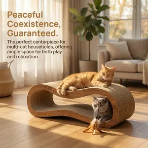 Cat Scratching Board - Extra Large Corrugated Cardboard Lounge Chair and Scratching Post - Durable Cat Toy for Claw Care and Relaxation