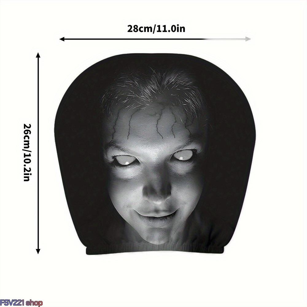 2-Pack Creepy Horror Ghost Face Car Headrest Covers - Slip-On Stretch Comfortable Material Auto Accessories for Spooky Pranks, Halloween Decor, Oddities Gifts, Car Decorations, Cars