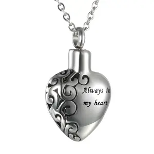 OIDEA Always in My Heart Engraved Openable Locket Stainless Steel Necklace for Women 18"