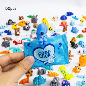 50 Pieces 3D Printed Multi-Joint Animal Blind Bags, Random Color Animal Figurines, Perfect Surprise Gifts for Parties and Events, Articulating Figurines