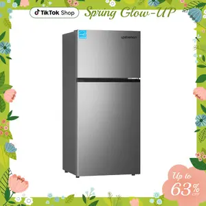 Upstreman 17.6 Cu.Ft Top Freezer Refrigerator Large Capacity Refrigerator, Frost Free, ENERGY STAR, Adjustable Thermostat, Fingerprint Resistant Stainless Steel, Reversible Door, BD176 garage  fridge