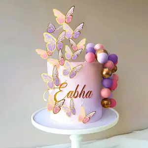 LaVenty cake shed cake topper gender reveal 47PCS Purple Pink Butterfly Cake Toppers balls,Butterfly Cake Decorations Include Cake Toppers Balls for Baby Shower Wedding Birthday Bridal Shower Party Decor(Purple Pink)
