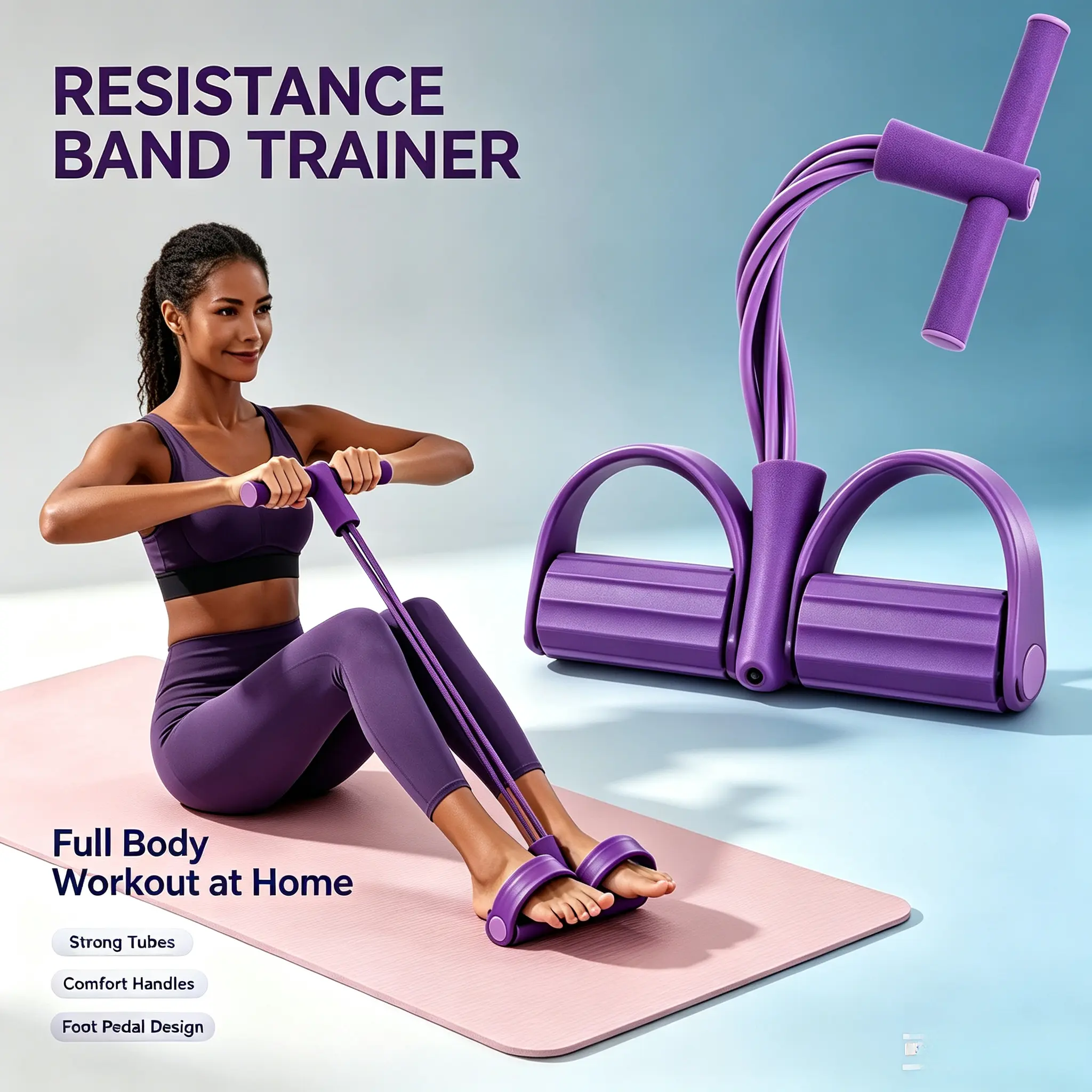 Adjustable Natural Latex Pedal Resistance Band, Eco-Friendly Beginner-Friendly Gym-Style Multi-Exercise Strength Training Tool for Home Gym Arm & Waist Resistance Band Workouts, Strength Training Band