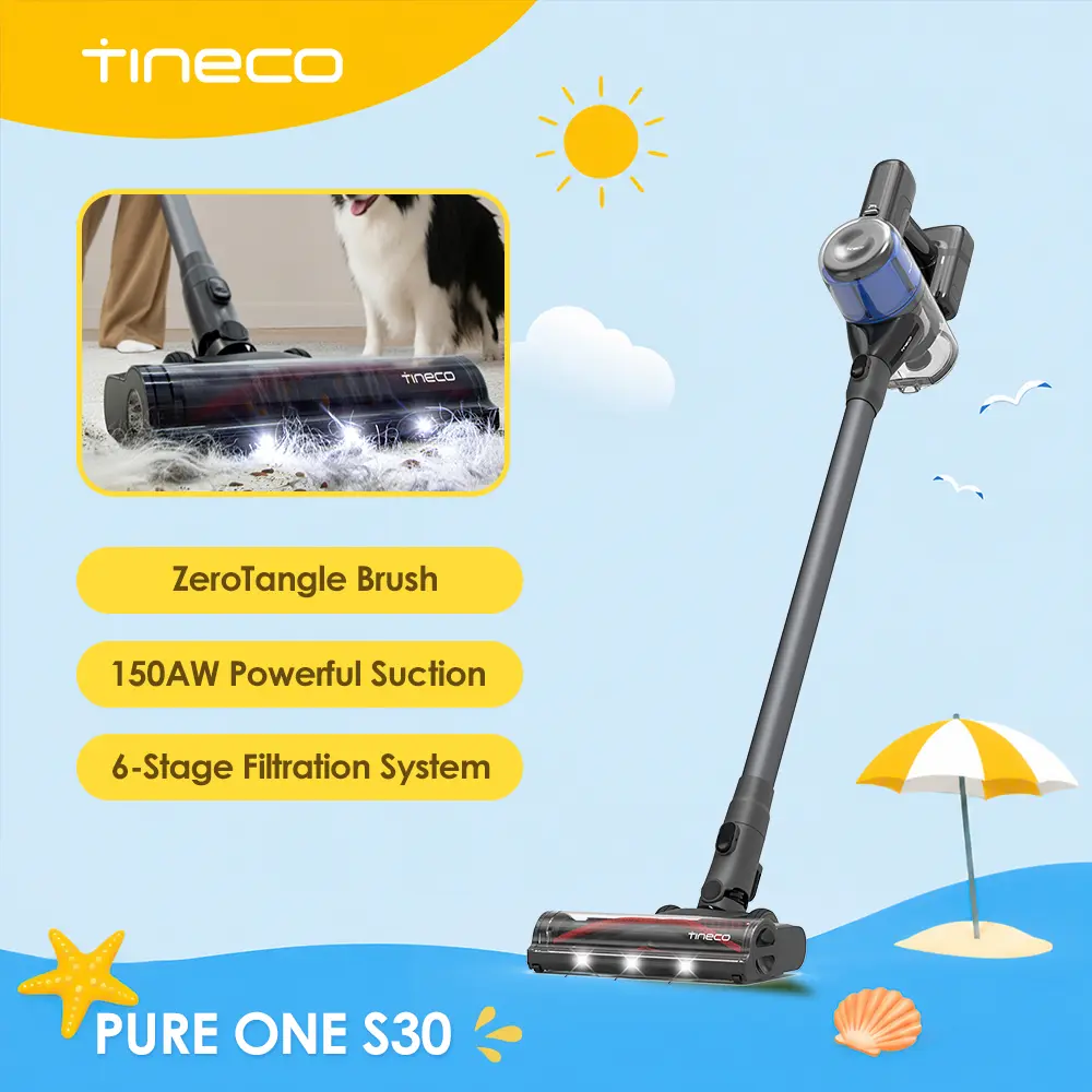 Tineco Pure ONE S30 Cordless Vacuum Cleaner, 150AW Powerful Suction, Zero Tangle Brush, Up to 65min Runtime, Stick Vacuum Cleaner for Pet Hair, Carpet & Hard Floor,back to school,back to school haul