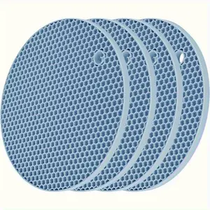 4pcs Tripod Set, Non-Slip Heat-Resistant Round Placemats for Hot Pot and Flat Bottom Pot, Multi-Color Options for Dining Room Use, Ideal for Restaurant and Table Setting, Kitchenware