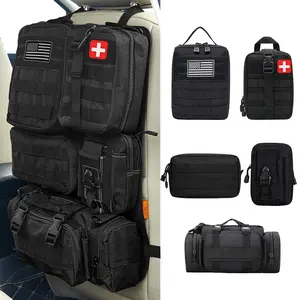 Tactical Car Seat Back Organizer, Upgrade Tactical Vehicle Panel Organizer with 5 Detachable Molle Pouch, Universal fits for Most of Vehicle Black