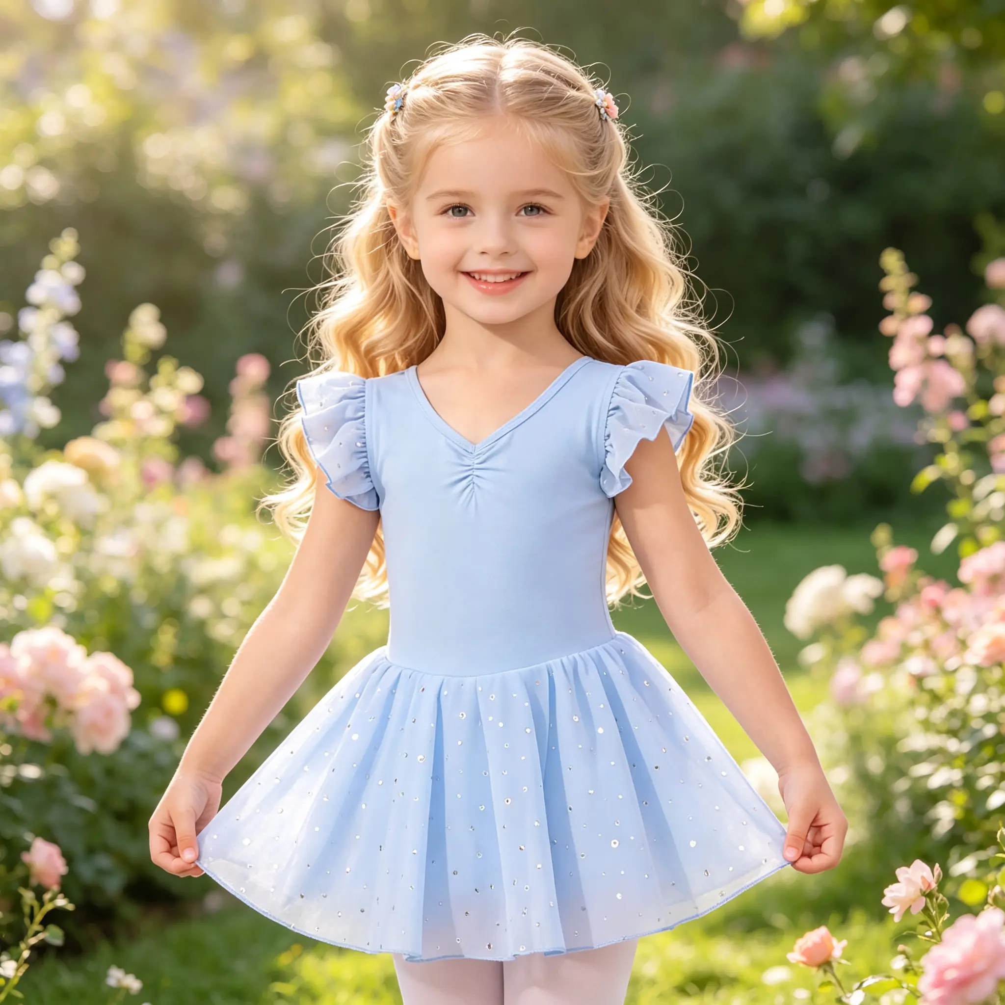 Toddler Girls Flutter Sleeve Ballet Tutu Dress, V Neck Ruched Front Sparkle Dot Skirt Kids Dance Leotard Outfit for Ballet Class Birthday Party Photoshoot