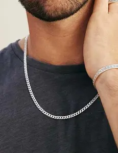 Solid 925 Sterling Silver 3.5 mm Silver Cuban Link Curb Chain Necklace for Men Women 925 Sterling Silver Chain 26 Inches Made in Italy