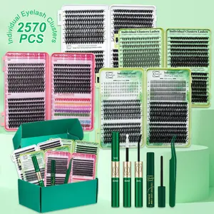 Lashsun 2570 PCS Cluster Eyelashes Set D Curl 10 Styles Puff Lash Clusters Colored/Bottom/Spike/Wispy/Manga/Volume Lashes, Kit with Bond&Seal Lash Remover Lash Applicator, Perfect for Beginners&Proficient, DIY at Home Easily, Easy Apply for Makeup Daily