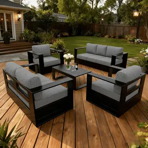 LayinSun Oversized Aluminum Outdoor Furniture Set, Patio Sofa Sets with Coffee Table, Deep Seating and Upgraded 6-inch Cushions for Porch, Balcony, Deck