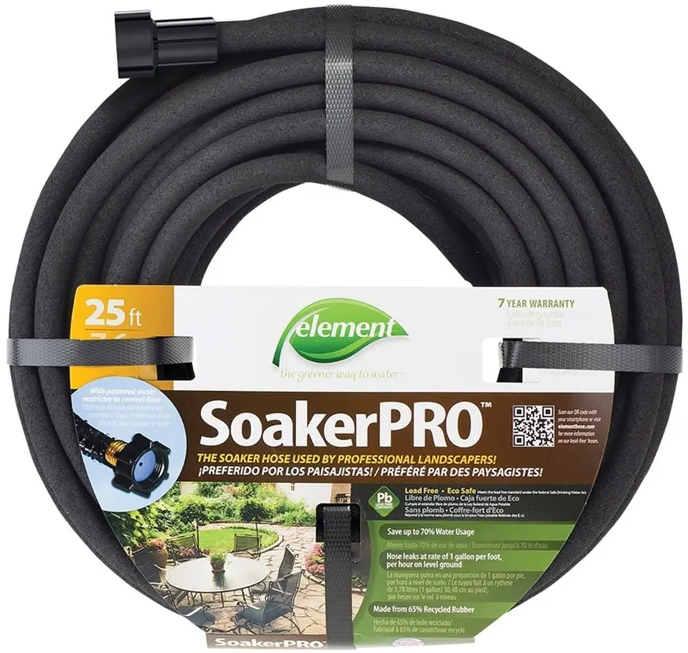 Colorite/Swan 0.5x25ft Soaker Hose Plastic Pipe Watering Equipment, Model ELSP38025, with Patent Restrictor for Root Soaking & Flow Control