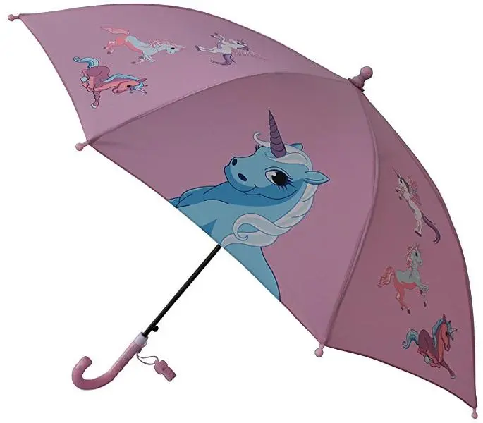 212 MAIN Foxfire FOX-602-47 Children's Rainproof Dome Umbrella - Pink, Transparent, Unicorn Print, 1-Button Operation, Wipe-Clean, Comfortable, Rainproof Umbrella