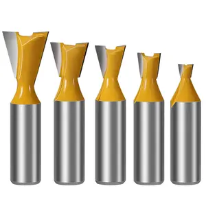 Veatrer 5PCS Dovetail Router Bit Set 1/2 Inch Shank, 6.35mm 12.7mm 9.52mm 15.9mm 19.05mm Dia Carbide Router Bits for Woodworking, Wood Milling Cutter Tool for Making Boxes Drawers Chests, Fine Casework