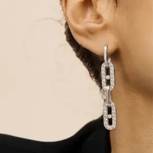 Emma's Heart | Link Cascade - 18K Gold Plated Paperclip Tassel Earrings with Shimmering Crystals