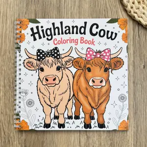 Highland Cow-Themed Coloring Book, Stress-Relief Coloring For Relaxation Spiral-Bound Coloring Journal for Daily Drawing, Daily Use & Travel, Sleep Aid Gift, Coloring Activity